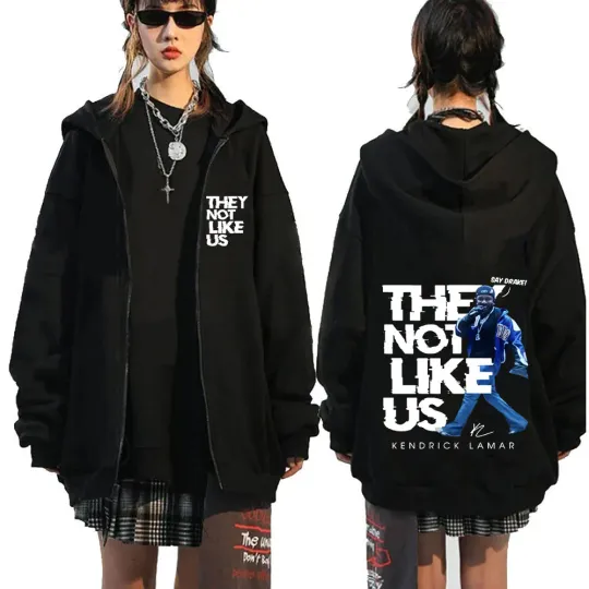 Kendrick Lamar Say Drake They Not Like Us Double Sided Zip Hoodie