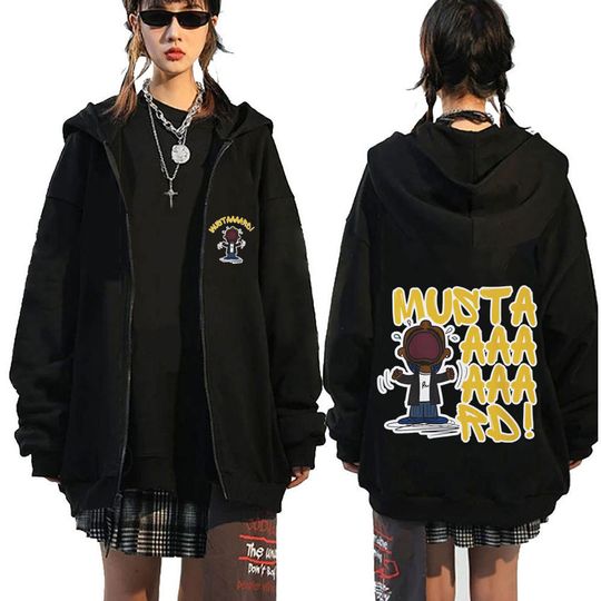 Rapper Kendrick Lamar Not Like Us Mustard Double Sided Zip Hoodie