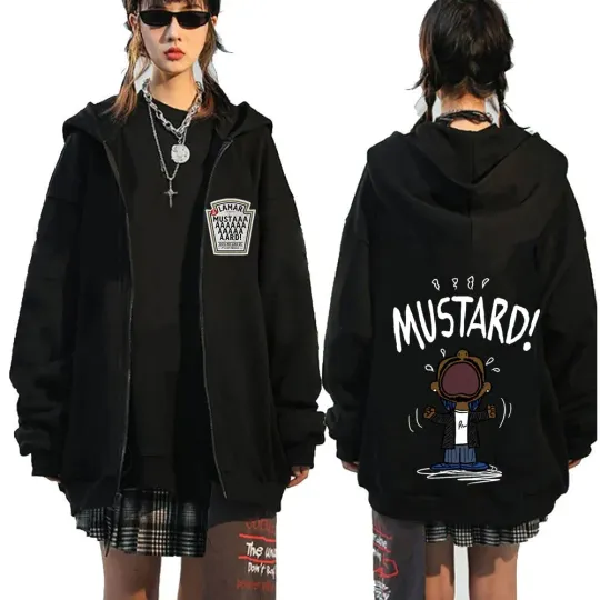 Rapper Kendrick Lamar Mustard Double Sided Zip Hoodie