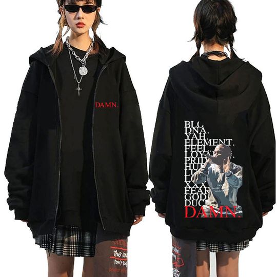 Rapper Kendrick Lamar DAMN Double Sided Zip Hoodie