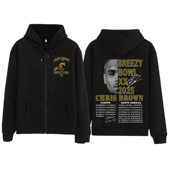 Breezy Bowl XX 20 Years of Chris Brown Europe Tour 2025 Zip Up Hoodie
