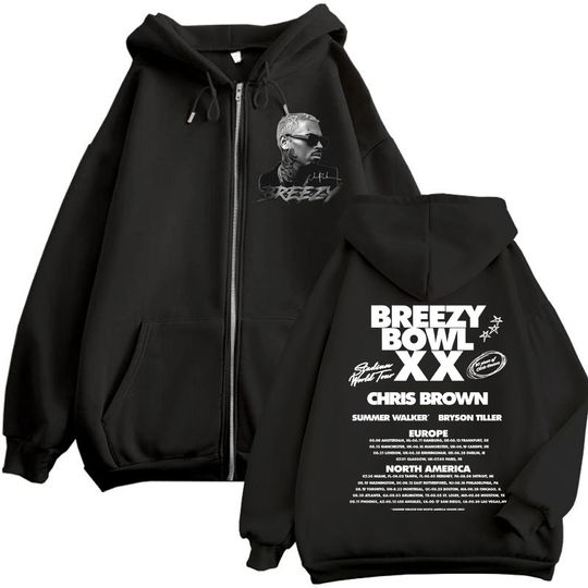 Chris Brown Breezy Bowl XX Tour 2025 Zip Up Hoodie