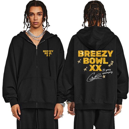 Rapper Chris Brown Breezy Bowl XX Tour 2025 Zipper Hoodie