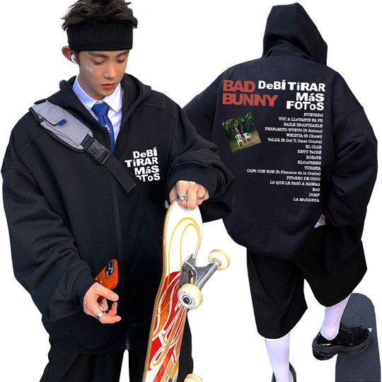 Rapper Bad Bunny Zip Up Hoodies 2025 New Album DeBi TiRAR MaS FOToS DTMF