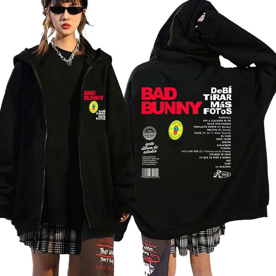 Bad Bunny Debi Tirar Mas Fotos Graphic Zipper Hoodie