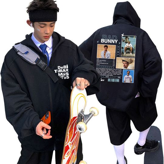 Rapper Bad Bunny 2025 Merch Zip Up Hoodie DeBi TiRAR MaS FOToS DTMF Zipper Jacket