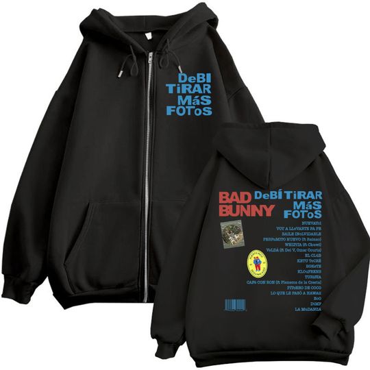 Limited Bad Bunny DTMF Debí Tirar Más Album Merch Zipper Hoodie