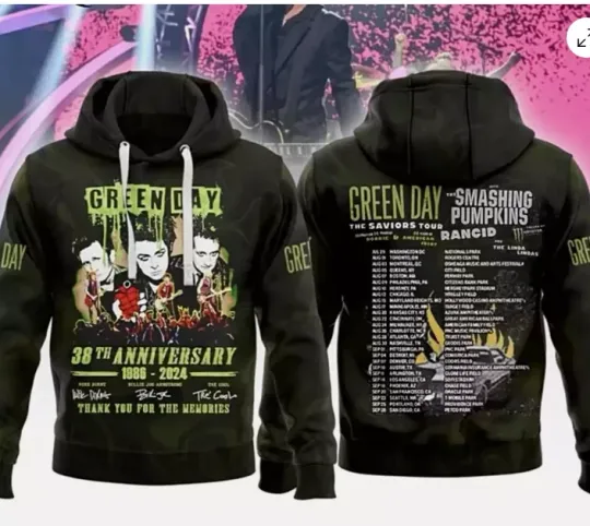 Green Day The Saviors Tour 2024 30Th Hoodie 3d