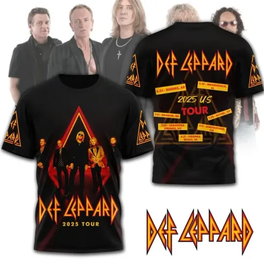 Def Leppard 2025 Tour T-Shirt Mens Classic Rock Metal T-shirt