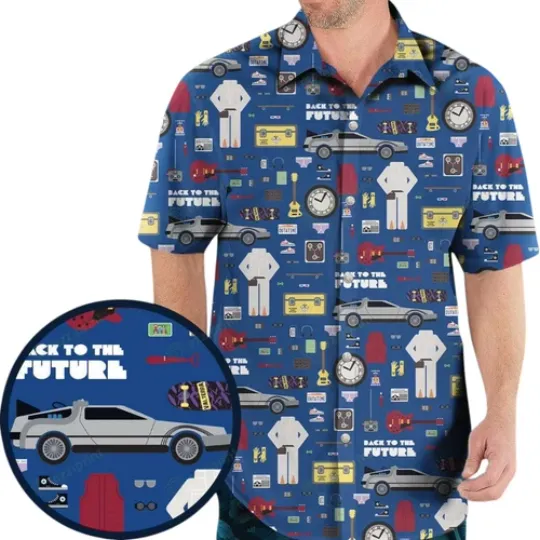 Back to the Future Pattern Hawaiian Shirt Fun and Stylish Hawaiian Shirts for Me