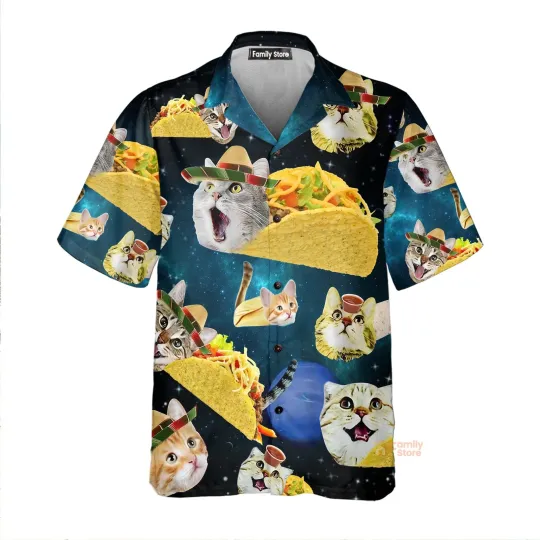 Funny Taco Cat Aloha Hawaiian Shirt For Men Women
