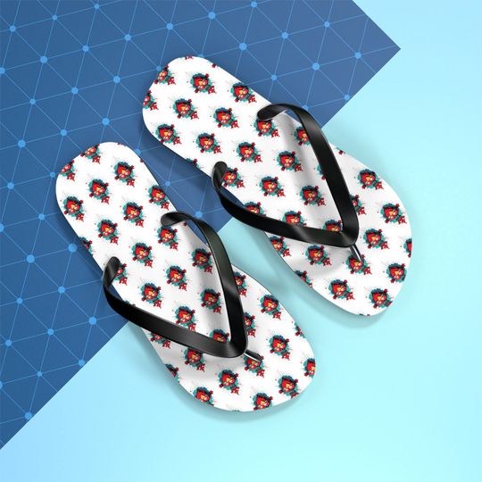 Sacred Heart of Jesus Flip Flops - Catholic art religious art pattern flipflops
