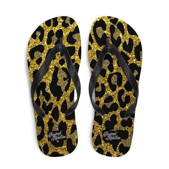 Discover Leopard Glitter Flip-Flops | Rock and Roll Sandals Not real glitter, glitter design