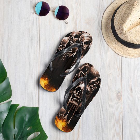 Skulls Melting unisex Flip-Flops Fun a Comfy Beach Pool Lake Flips Flops gift flip flops thong sandals classic
