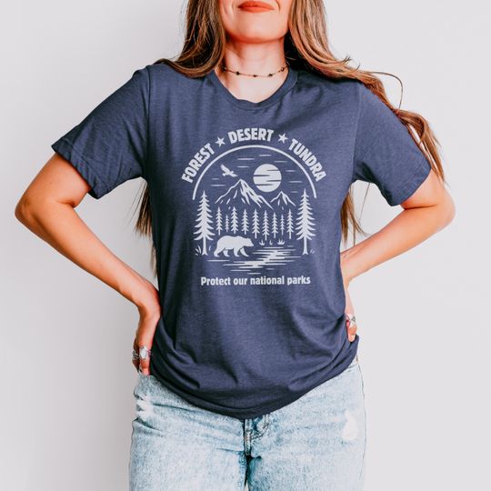 Forest Desert Tundra T-shirt, Lightweight Bella+Canvas Unisex Tee, National Parks Sleep Shirt, Protest Top, FDT, Anti-Fascist Activist
