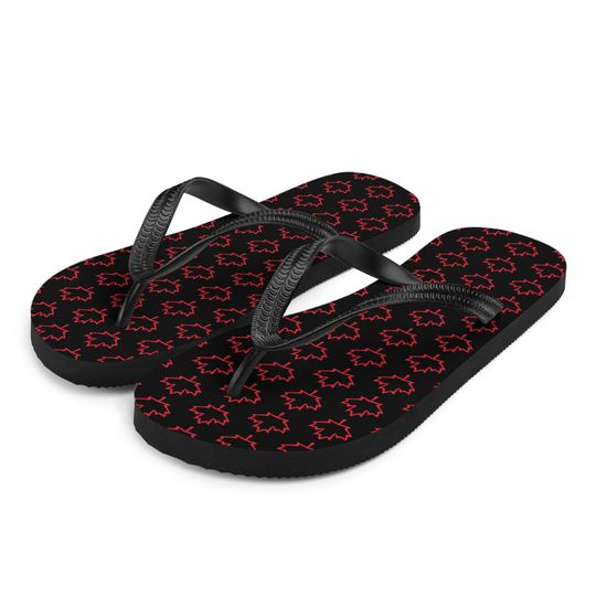 Flip-Flops Black Red Canadian Canada Support Summer Unisex