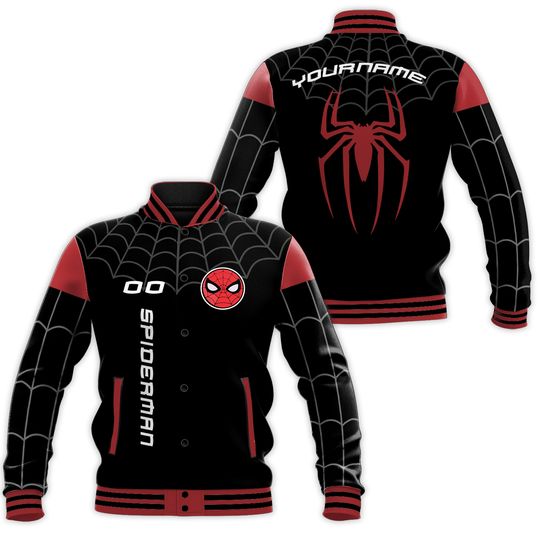 Personalized Spiderman Miles Morales Suit Varsity Jacket, Adult Varsity Jacket, Spiderman Jacket, Baseball Team Outfit, Uniform Varsity
