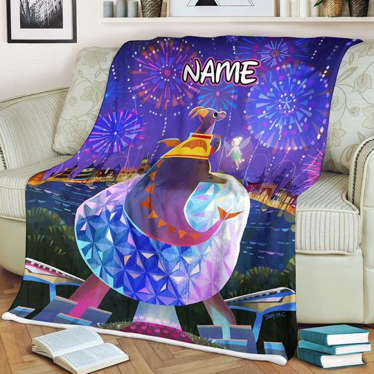 Figment Spaceship Earth Velveteen Plush Fleece Blanket