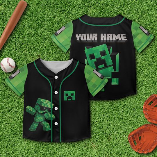 Personalized Creeper Birthday Boy Jersey, Minercraft Boy Birthday Jersey, Minercraft Boy Shirt, Minercraft Jersey, MineC Birthday