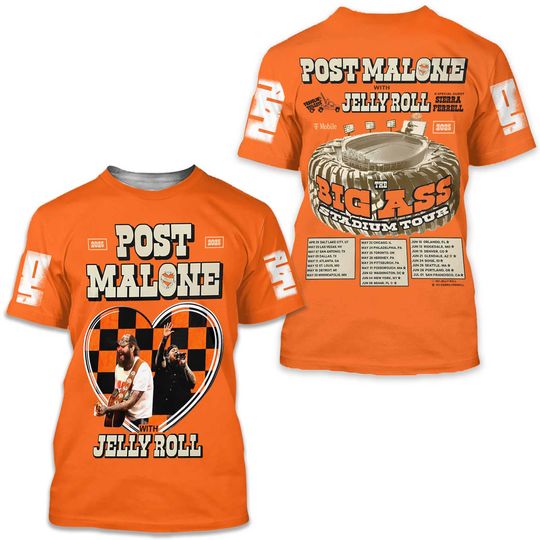 Post Malone With Jelly Roll 2025 Tour 3D T-Shirt