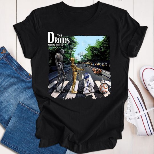 Star Wars Shirt, Droids Abbey Road T-Shirt, Movie Music Mashup Adults Gift For Men T Shirt, Disney Shirt, Star wars Shirts, Star Wars Gift