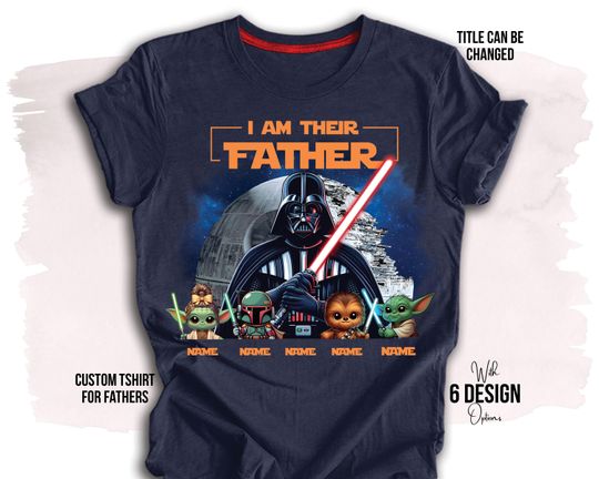Father's Day Shirt with Kids Names, Space Dad Tee, Custom Star Wars Character T-Shirt