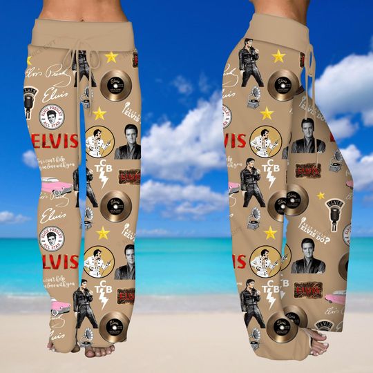 Elvis Presley Women's Leg Trousers, Elvis Presley Merch Pajamas Pants, King Of Rock And Roll Women Loungewear