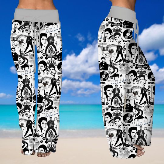 Elvis Presley Women's Leg Trousers, Pajamas Pants, Rock And Roll Sleepwear, High Waisted Pants, Women Loungewear
