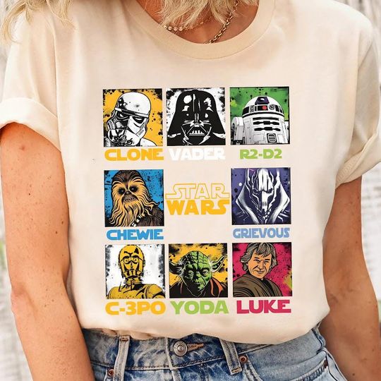 Star Wars Characters Shirt, Darth Vader T-shirt, Luke Skywalker, R2-D2, C-2Po, Stormtrooper Tee, Galaxy's Edge Shirt, Disney Epcot