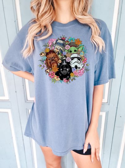 Retro Flower Star Wars Characters Shirt, Stormtrooper, Darth Vader, Disney Trip Shirt, Grogu, Chewbacca, Galaxy Edge, hoodies