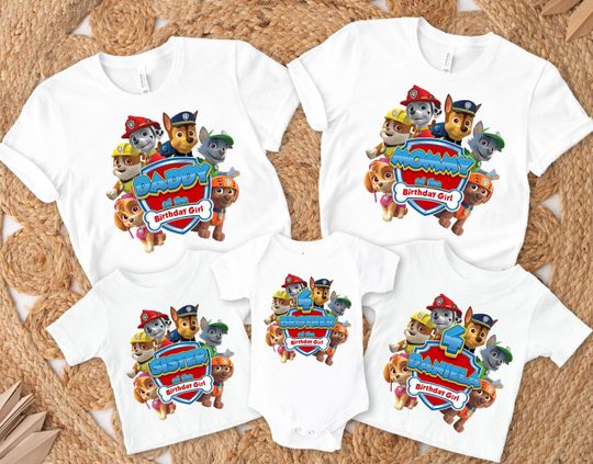 Personalized Paw Patrol Birthday T-shirt, Custom Family Birthday Shirt, Patrol Birthday Tee for toddler, Family Matching Birthday shirt