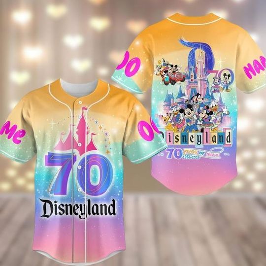 Discover Custom Disneyworld 70th Anniversary Baseball Jersey, Mickey Friends Baseball Shirt, Magic Castle Matching Team Jersey, Disneyland Shirt