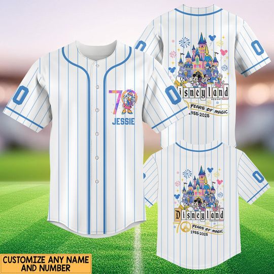 Custom Disneyland 70th Anniversary Baseball Jersey, Daisy Duck Disneyland Shirt, 70 Years of Magic Shirt, Disneyland Baseball Team