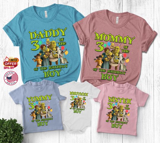 Shrek Birthday Shirt, Personalized Shrek Birthday Theme Shirt, Sherk Matching Family Birthday Shirt,Shrek Shirt,Kids Toddler Birthday