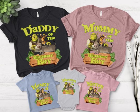 Disney Shrek Family Birthday Shirt, Donkey Funny Birthday Shirt, Family Matching Shrek And Donkey For Kids, Birthday Family Shirt