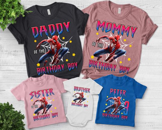 Personalized Spiderman Birthday Boy Shirt, Disney Family Birthday Shirt, Superhero Birthday Boy Shirt, Avengers Birthday Party Tee