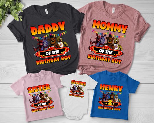 Five Nights at Freddy Shirt | Five Nights at Freddy Family Shirt | FNaF World Birthday Family Shirt | Freddy Fazbear Family Party