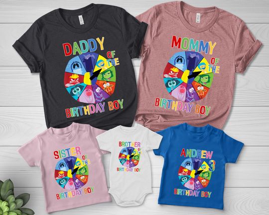 Customizable Inside Out Birthday Shirt, Inside Out Family Custom Name Shirt, Disneyland Birthday Trip, Joy Sadness Anxiety Squad Tee