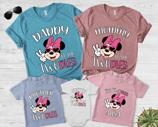 Personalized I'm Twodles T-Shirts, Disney Girl Minnie Mouse 2nd Birthday Tee, Minnie Birthday Party, Matching Family Birthday Shirt