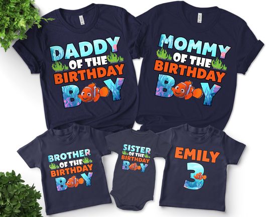 Finding Nemo Birthday Shirt, Finding Nemo T-Shirt, Finding Nemo Family Birthday Shirt, 1st Birthday Gift,Personalized Family Matching
