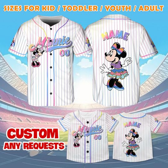 Minnie Disneyland 70th Jersey Shirt, Mickey and Friends Baseball Jersey, Minnie Mouse Cosplay, WDW Trip Shirt, Disneyland Party Outfit