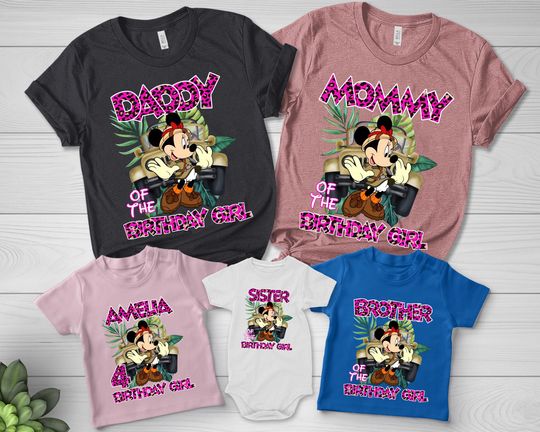 Personalized Safari Minnie Mouse Birthday Girl T-Shirt, I'm This Minnie Disney Birthday, Girl's Birthday Tee, Disney World Minnie