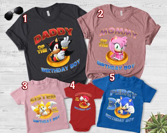 Personalized Sonic The Hedgehog Birthday Family Shirt, Custom Name Sonic Birthday, Sonic Birthday Party Matching Tee, Birthday Squad