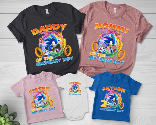 Sonic Birthday Family Custom Tee,Family Holiday Gift,Personalized Sonic The Hedgehog Birthday Tee
