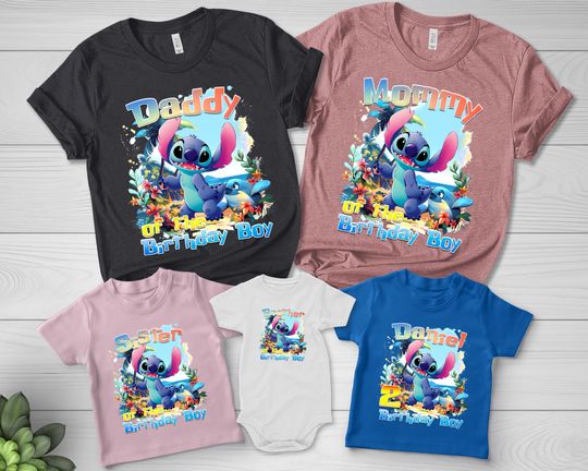 Stitch Birthday Shirt, Personalized Birthday Shirt, Custom Stitch Birthday Shirt, Stitch Birthday Girl, Stitch Birthday Family Shirts