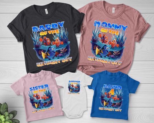Personalized Shirt, Finding Nemo Birthday Shirt, 1st Birthday Shirt, Finding Nemo Family Matching Shirts, Family Matching Shirt