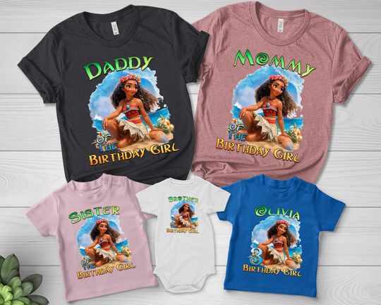 Moana Birthday Shirt, Moana Maui Family Birthday Matching Shirts, Moana Mommy Birthday Party Shirt, Moana Daddy Birthday Shirt