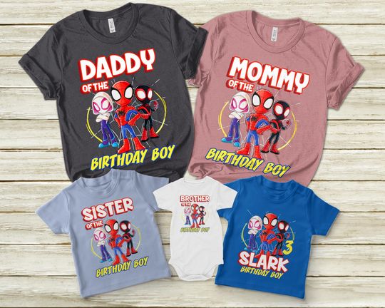 Spidey and his amazing friends Birthday shirt Spiderman Family Matching T-shirts, Custom Birthday Party,Personalized birthday Tee