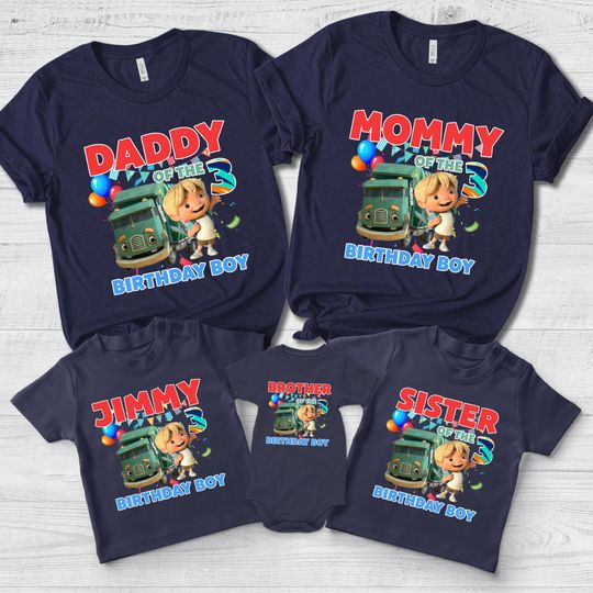 Personalized Trash Truck Birthday Shirt, Trash Truck Custom Shirt Trash Truck Family Tee, Trash Truck Family Birthday Gift