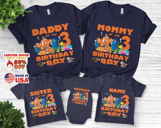Finding Nemo Birthday Shirt, Finding Nemo Family Birthday, Personalized Finding Nemo Birthday, Finding Matching Birthday Family